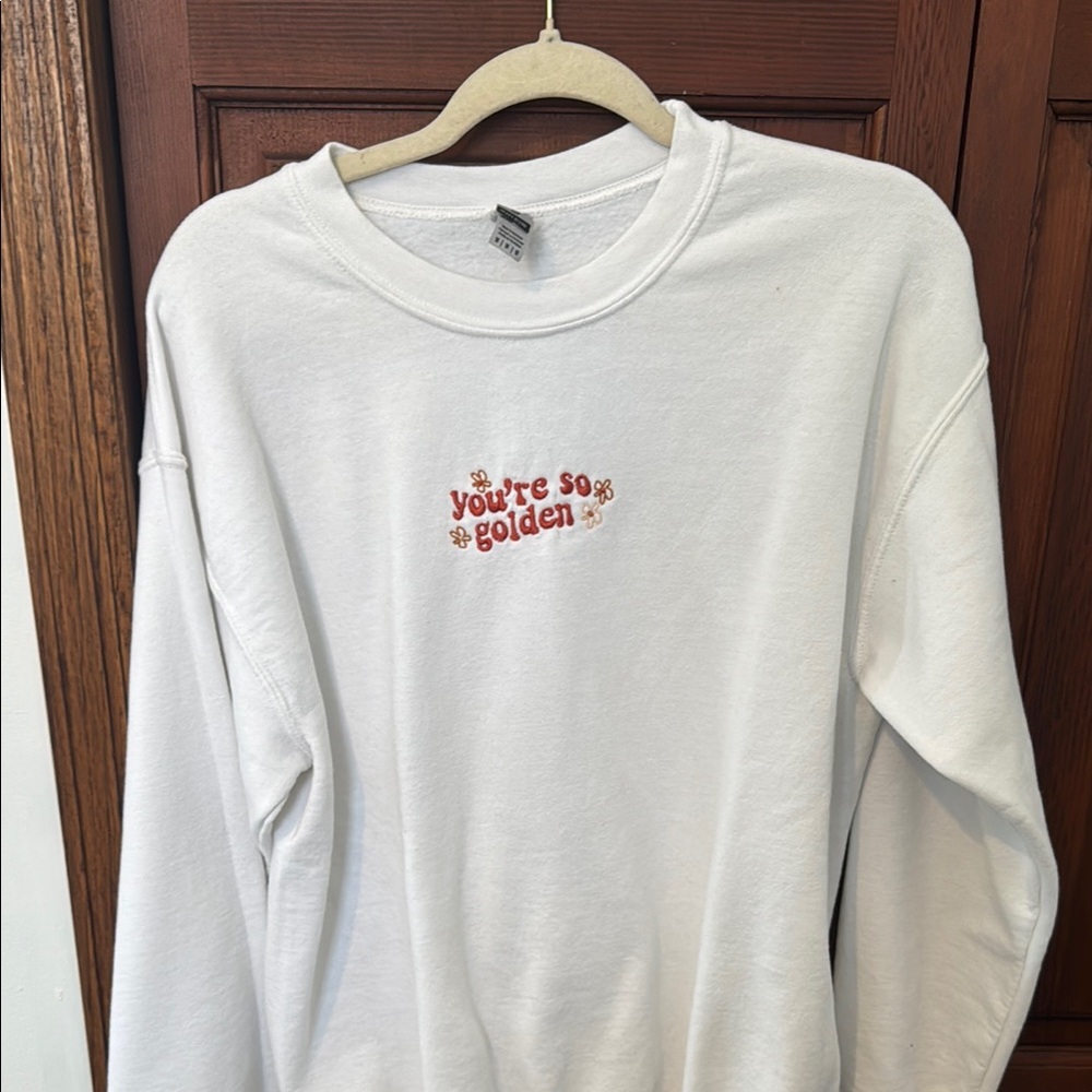 Harry Styles “you’re so golden” Custom Etsy White Sweatshirt with Red Embroidery